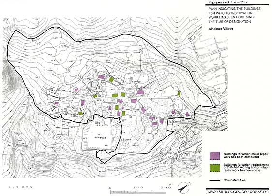 PLAN INDICATING THE BUILDINGS FOR WHICH CONSERVATION WORK HAS BEEN DONE SINCE THE TIME OF DESIGNATION