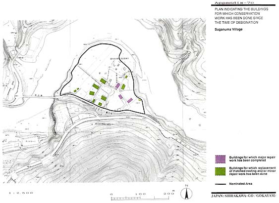 PLAN INDICATING THE BUILDINGS FOR WHICH CONSERVATION WORK HAS BEEN DONE SINCE THE TIME OF DESIGNATION